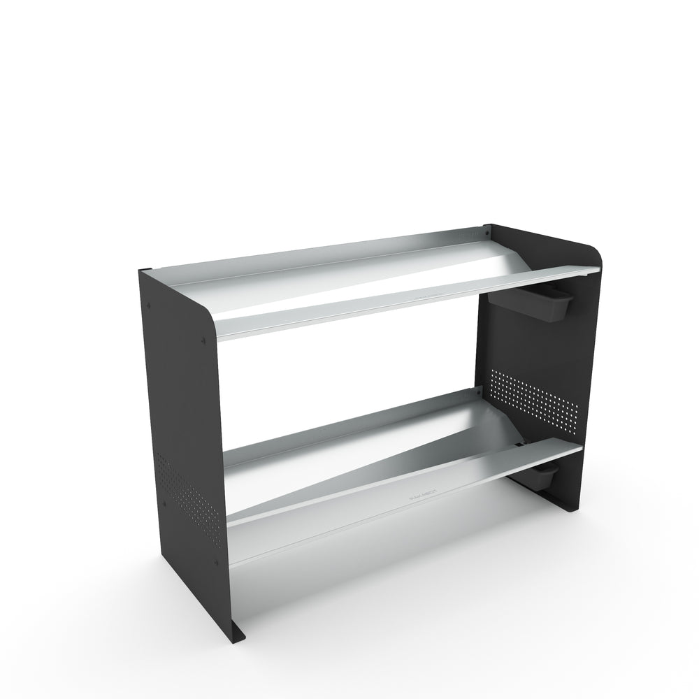 Chic Winter Metal Boot Rack 33" wide - Rustproof Channeling Water Into Containers - 2 tier / 7 pairs Rakabot Signature