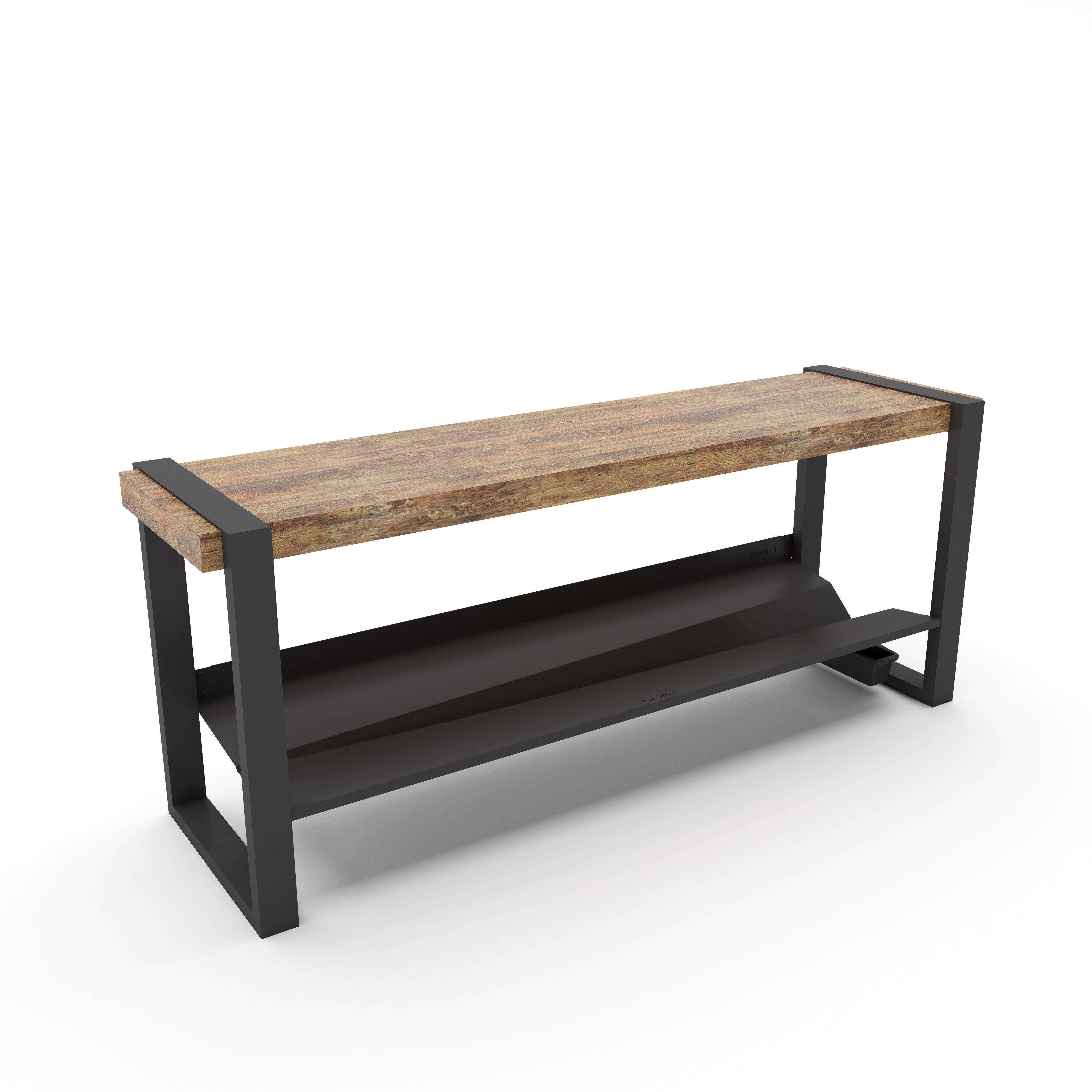 Banc d'entrée canalisant l'eau dans des conteneurs pour s'asseoir et ranger les chaussures - Rakabot Moderno