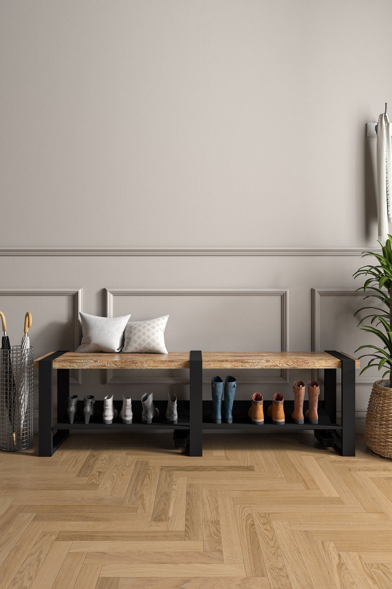 Bench with boot storage: the entryway upgrade you’ll use every day