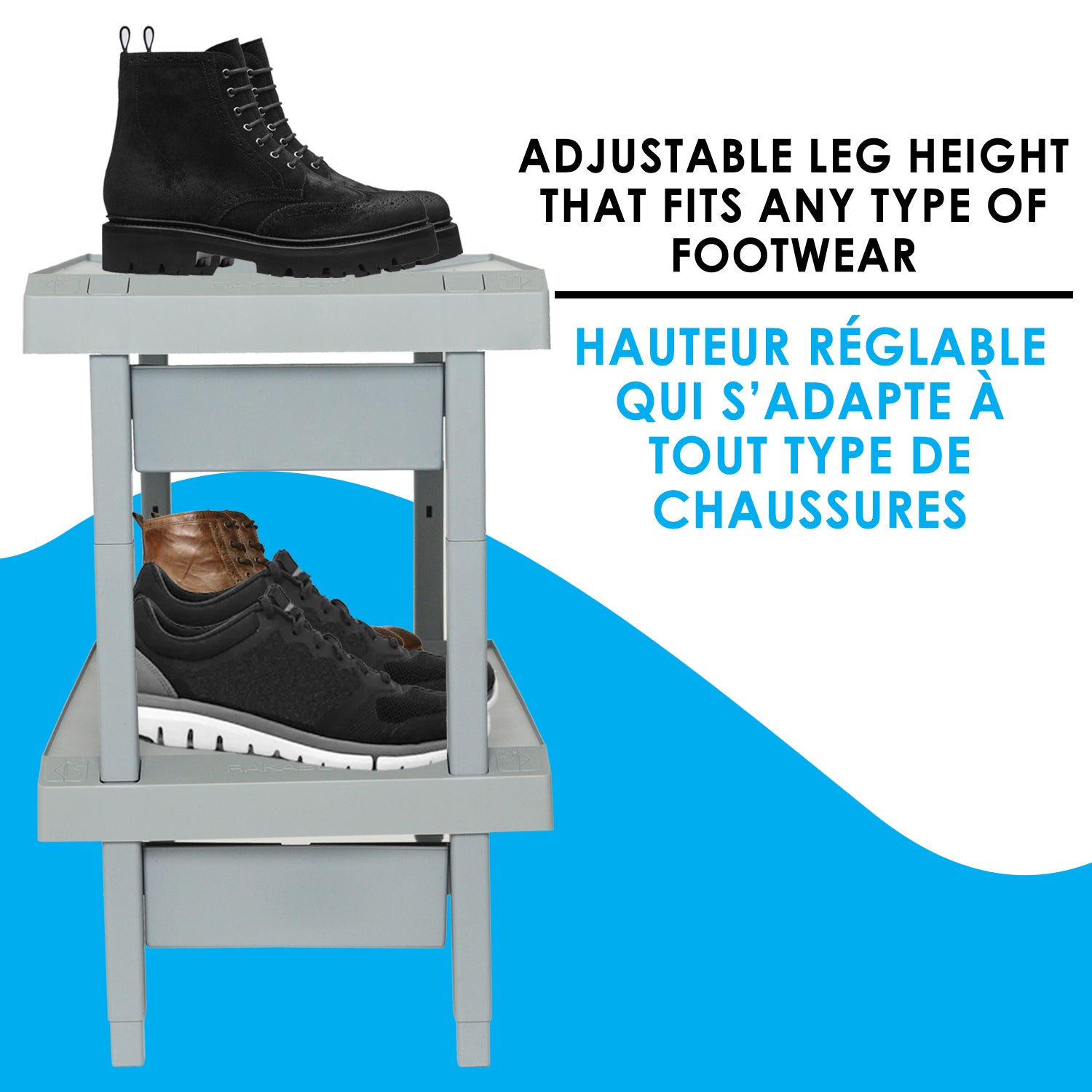 Boot Rack Channeling Water Into Containers - Practical & Stackable - Rakabot Plastico