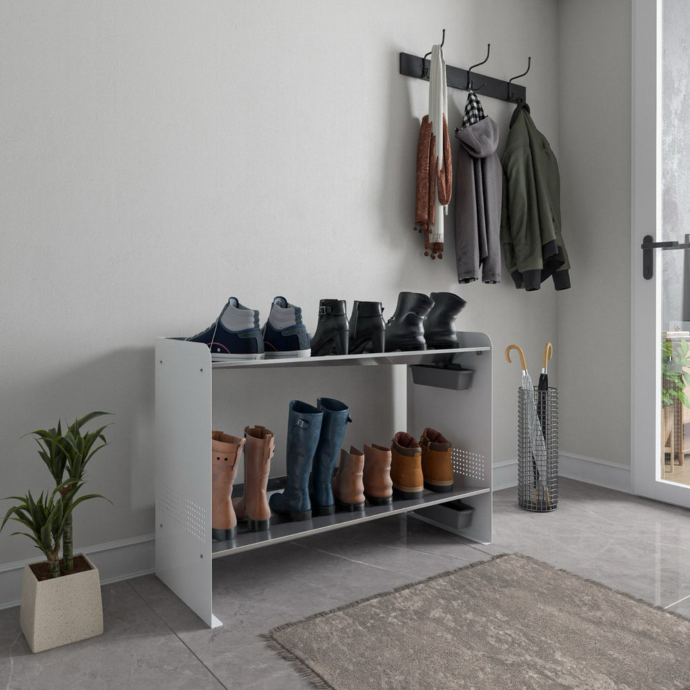 White Signature rack in an entrance