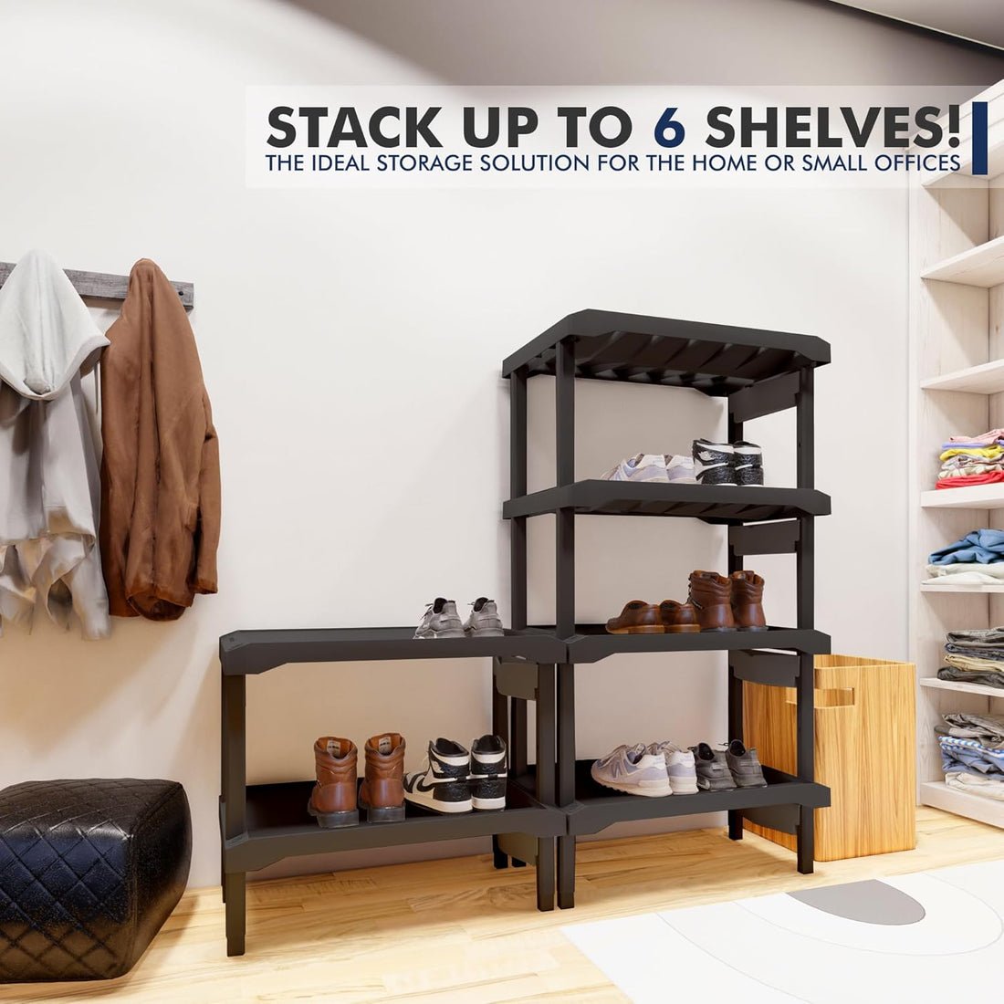 Plastico boot rack organizing footwear in a home entrance