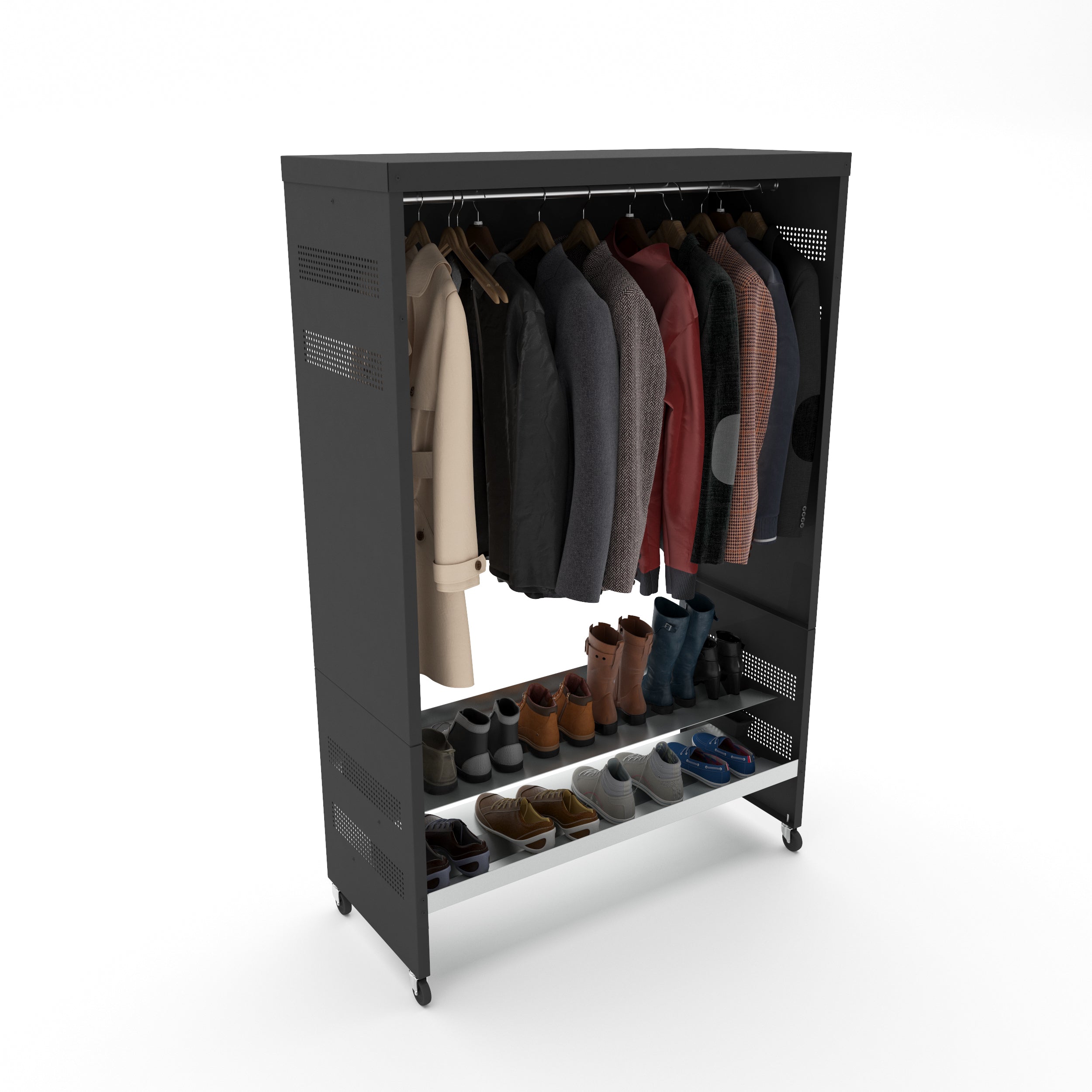 Best Coat Rack That Channel Water Footwear Shelves into Containers - Rakabot Zeus