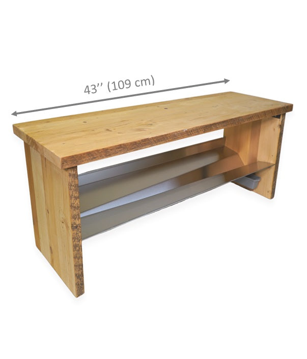 NOBLE ENTRANCE BENCH WITH SELF-DRAINING BOOT RACK SHELF AND WATER COLLECTING BUCKET