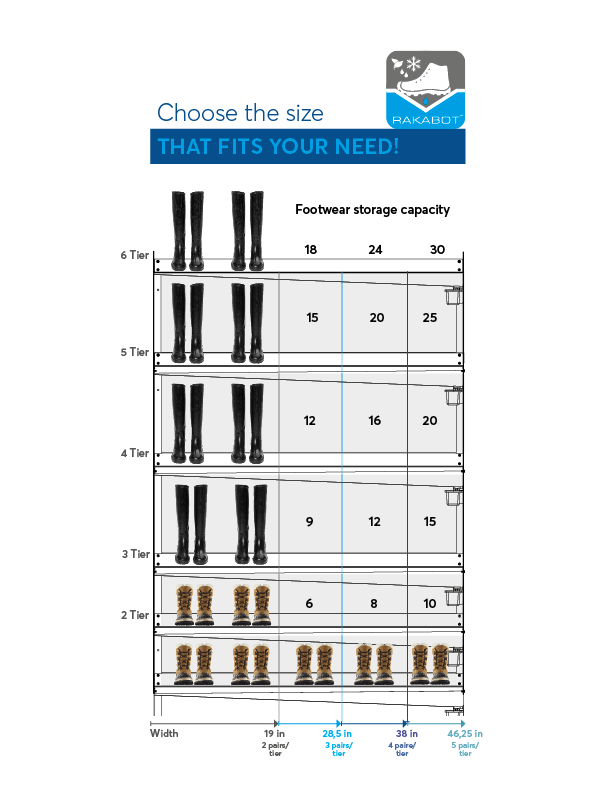 TITAN47 HIGH CAPACITY AND DURABLE BOOT RACK | 47" WIDE | 2 to 8 TIER | 10 to 40 PAIRS