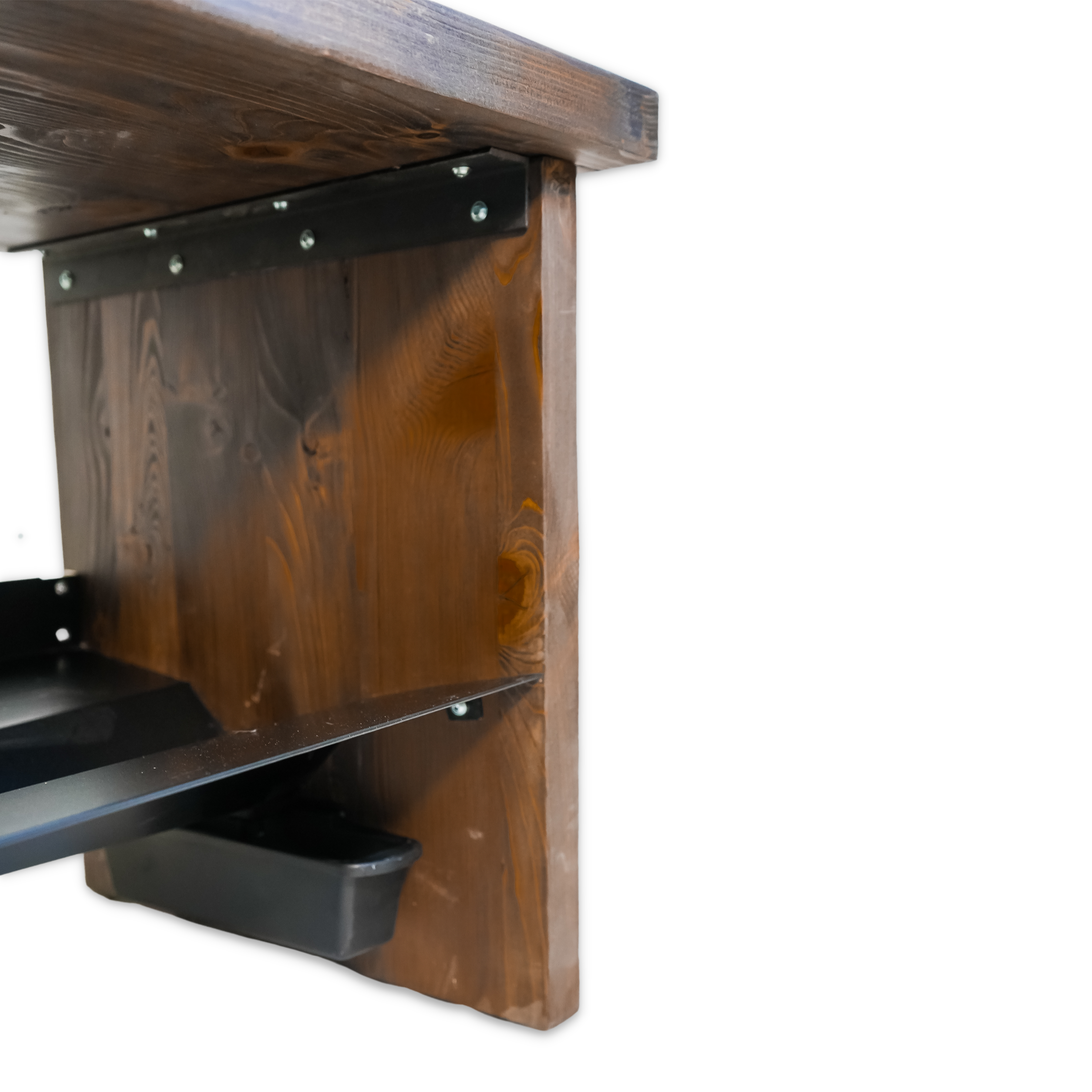 NOBLE ENTRANCE BENCH WITH SELF-DRAINING BOOT RACK SHELF AND WATER COLLECTING BUCKET