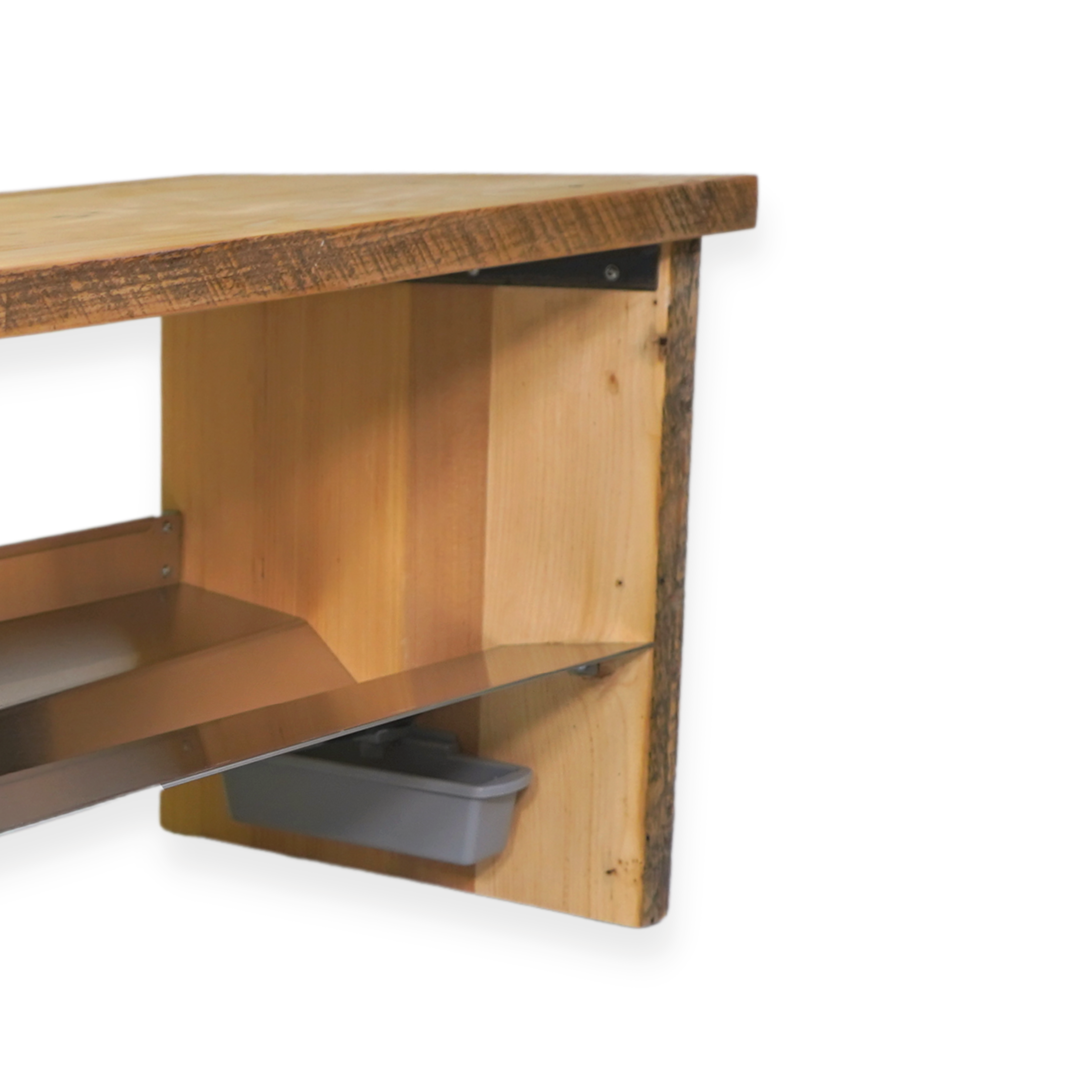 NOBLE ENTRANCE BENCH WITH SELF-DRAINING BOOT RACK SHELF AND WATER COLLECTING BUCKET