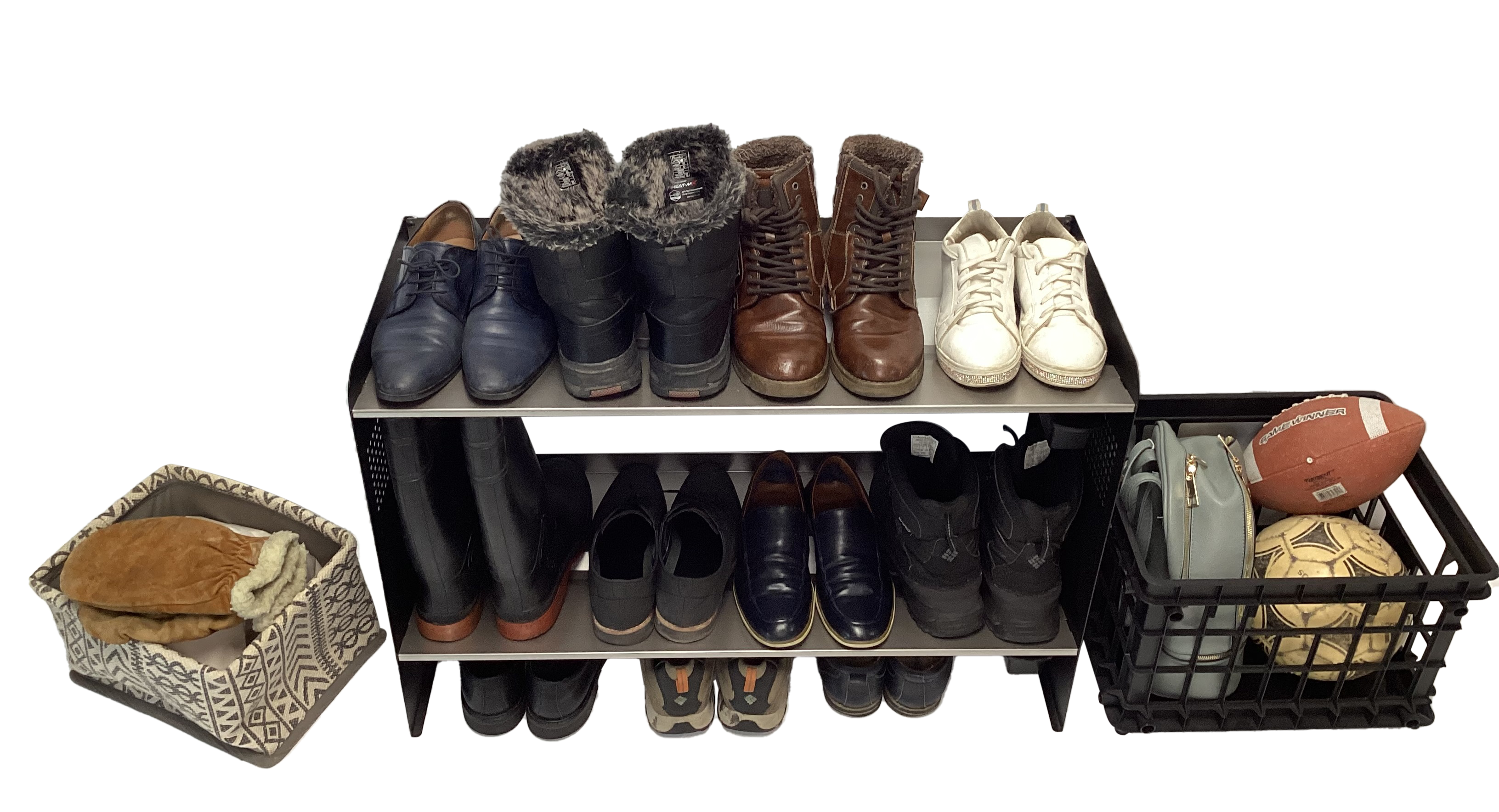 SIGNATURE CLASSY CHIC METAL BOOT RACK | 2 TIERS | 33" WIDE | 8 PAIRS