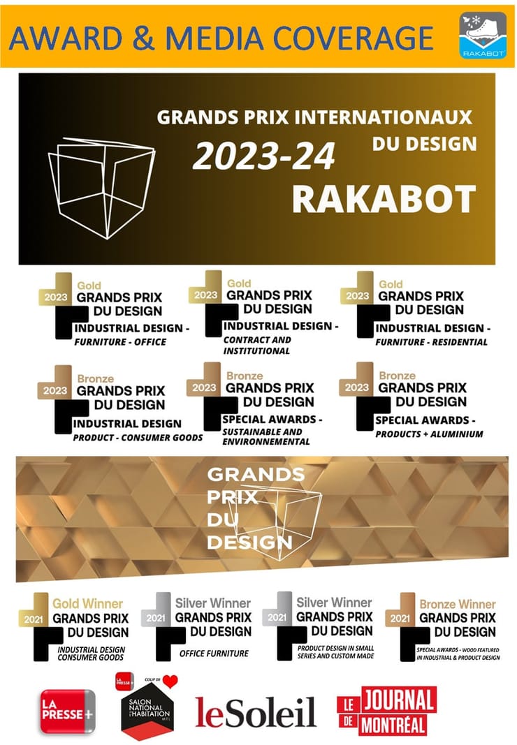 Rakabot’s 2021 and 2023 Grands Prix du Design distinctions and media coverage