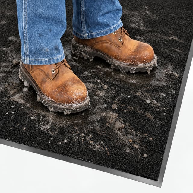 Illustration of boots on an entry mat