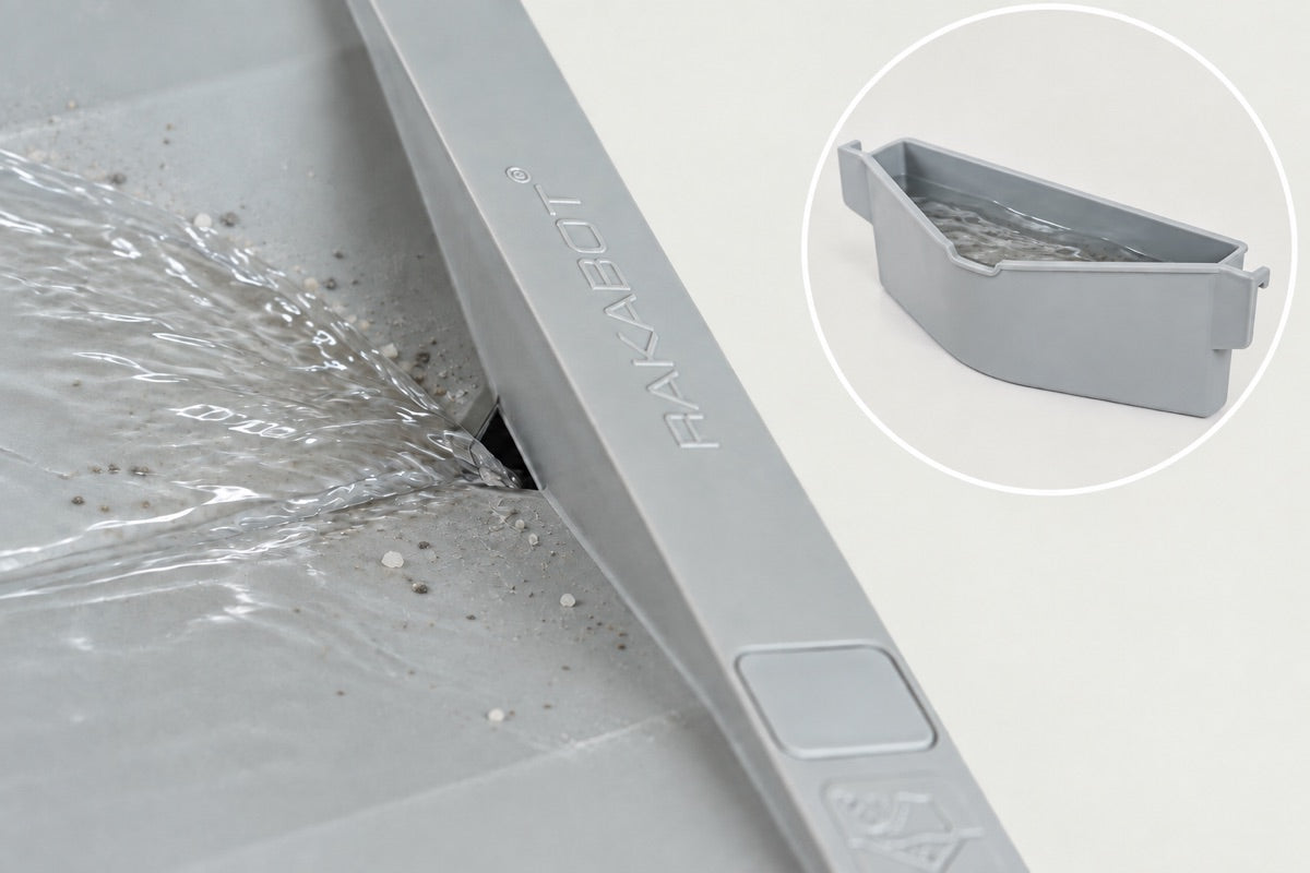 Plastico drainage channel guiding water into a collection container